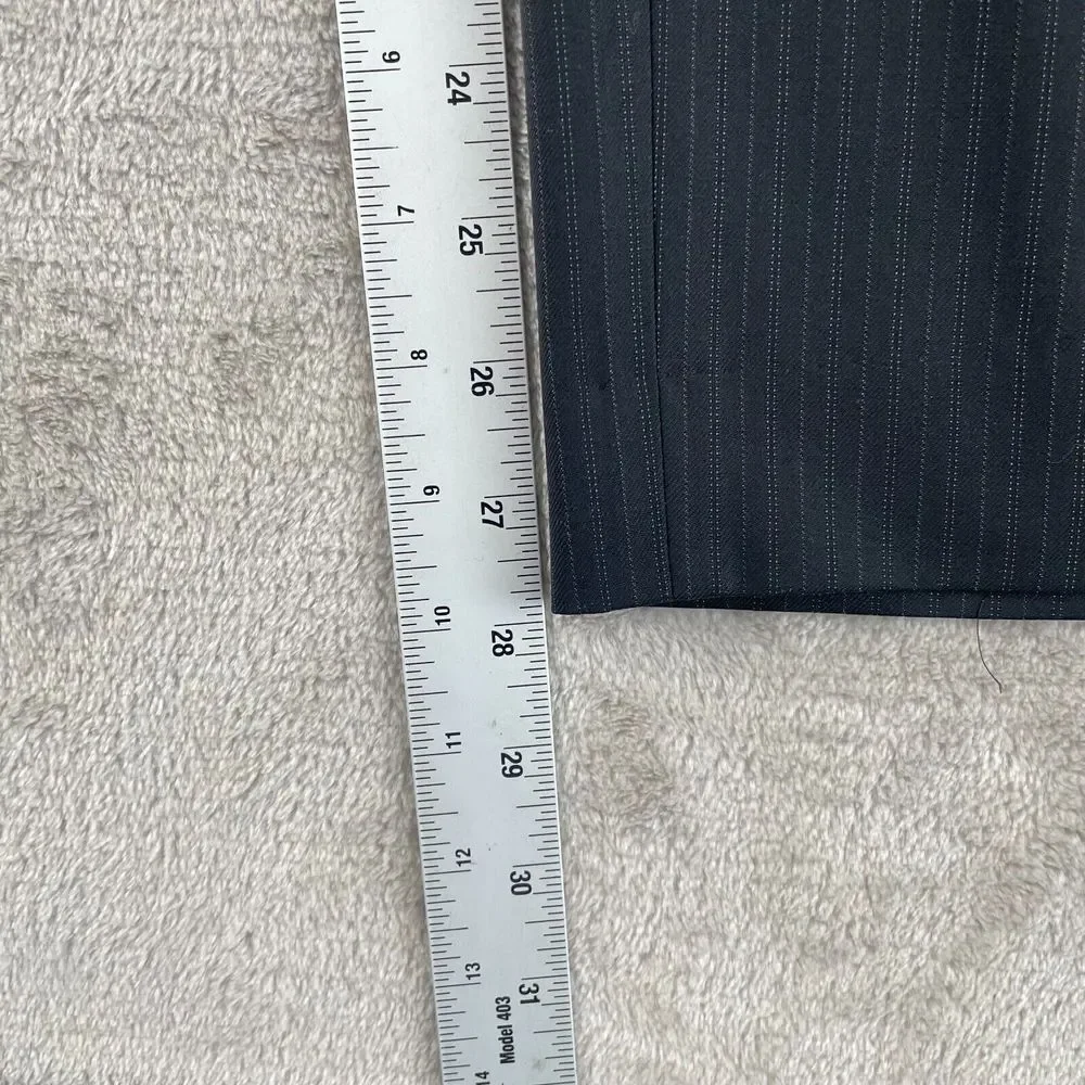 Polo Ralph Lauren Suit Men‎ 46R Black Pinstripe Wool Pants 38x28 Straight Leg